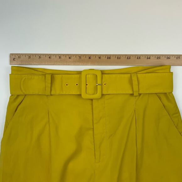 Anthropologie High Waist Pleated Trousers with Belt Limon Yellow Women's Size 8 - Picture 5 of 8